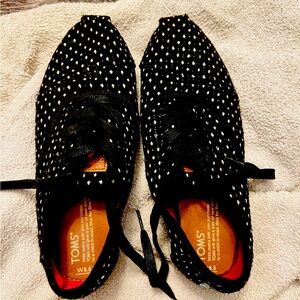 TOMS Women's Black and White Polka Dot Flats